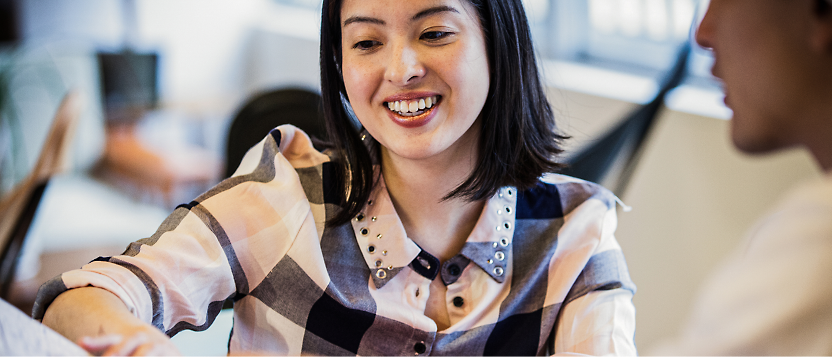 A girl smiling at the camera