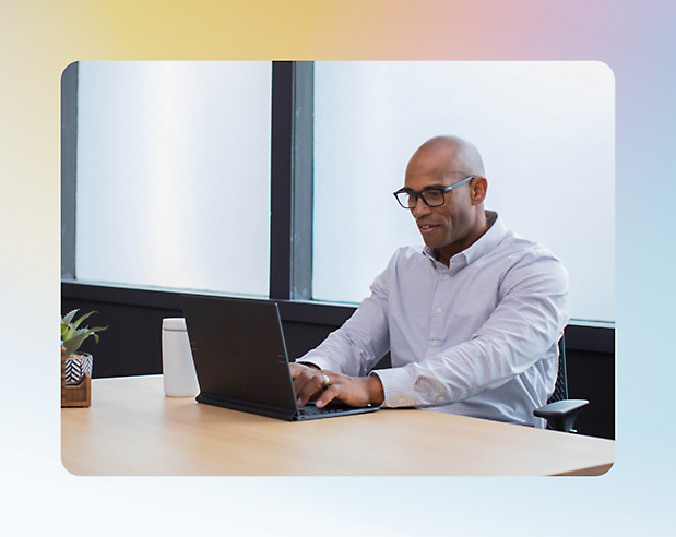 A man working with laptop