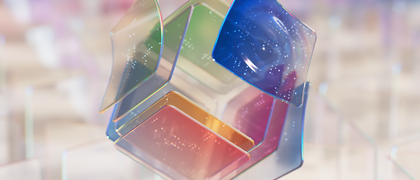 A close up of a colorful cube