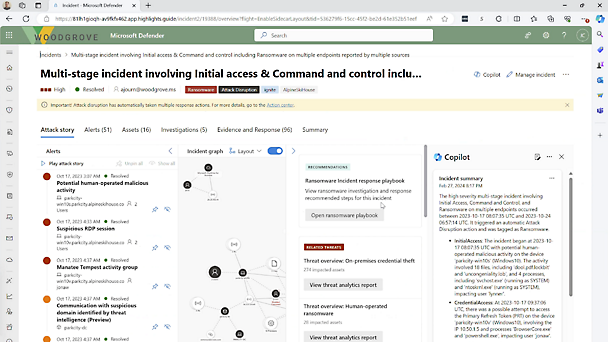 Microsoft Defender 的螢幕擷取畫面，顯示帶有各種瀏覽索引標籤 bec 金融詐欺攻擊流程圖