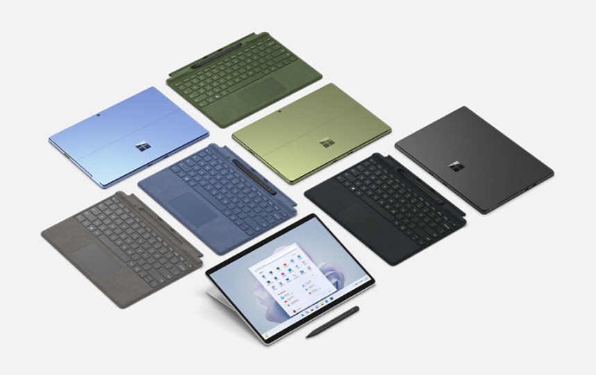 Surface Pro Signature Keyboard med Slim Pen 2-enheter i en rekke farger.