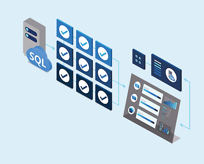 Ein isometrisches Image eines SQL Servers.