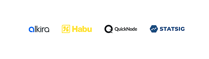 Logo’s van Alkira, Habu, QuickNode, Statsig