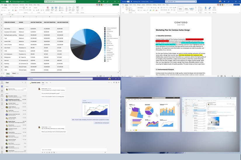 Surface Studio 2+, jonka näytössä näkyy kohdistusasettelu