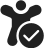 Un personaj ilustrat sub formă de bulă, cu un marcaj de selectare lângă acesta