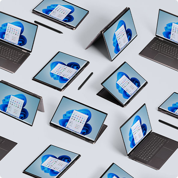 An array of Windows 11 devices