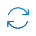 Zila ikona ar aplī izkārtotām bultiņām