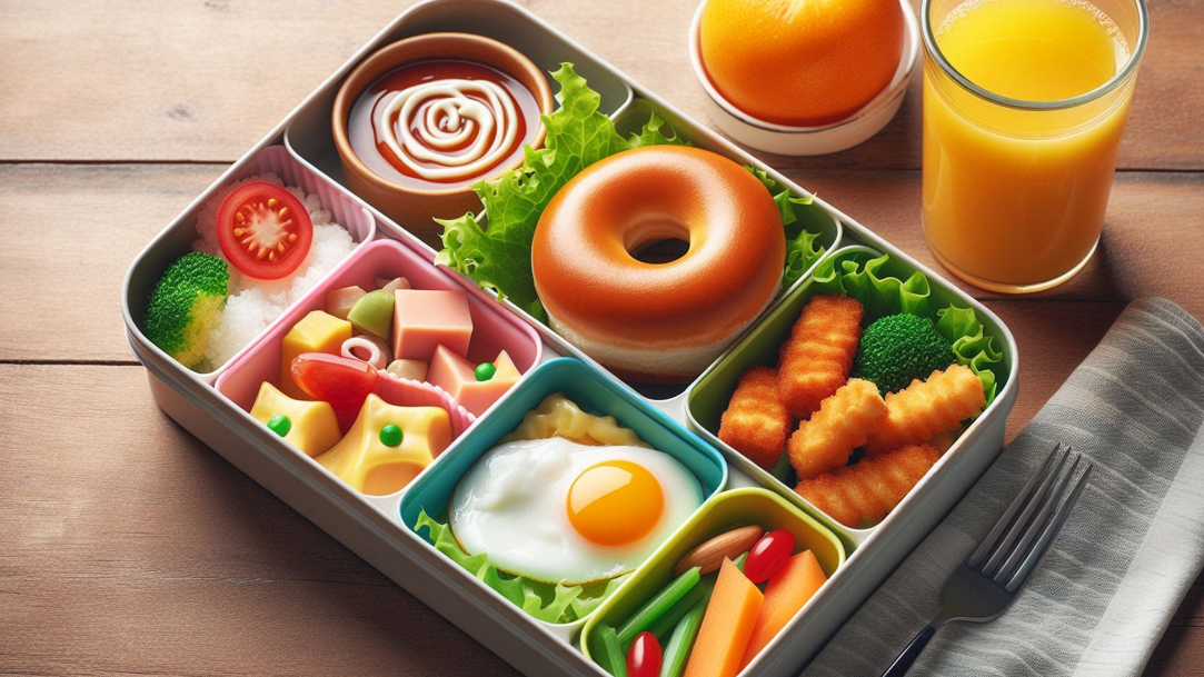 Image of a health lunch box on a brown table