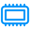 Viereckiger, quadratischer Chip mit Linien, die zu allen Seiten abgehen