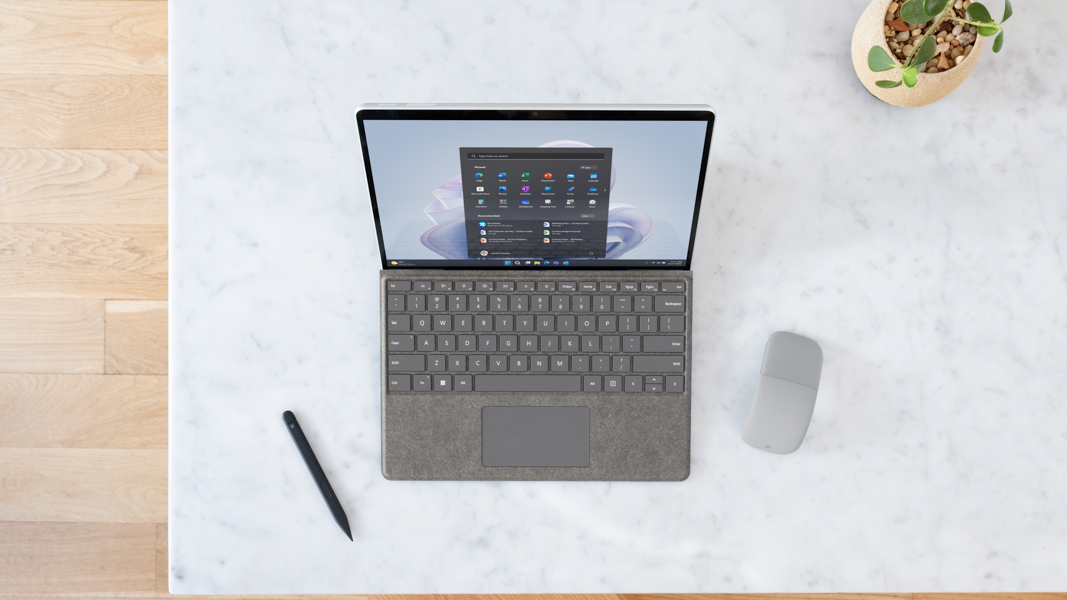 Windows laptop sitting on a kitchen counter