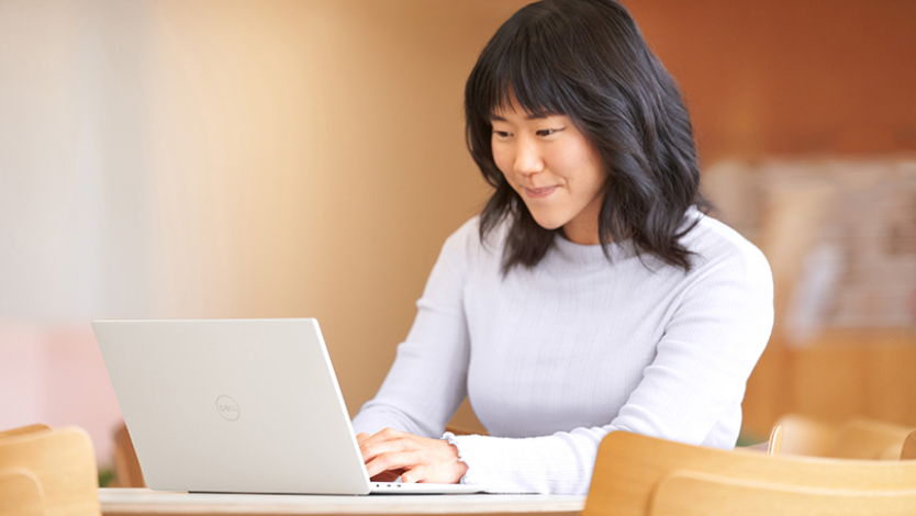 Woman working on her laptop