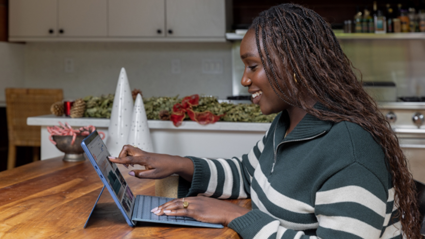 Woman selecting something in Microsoft Edge