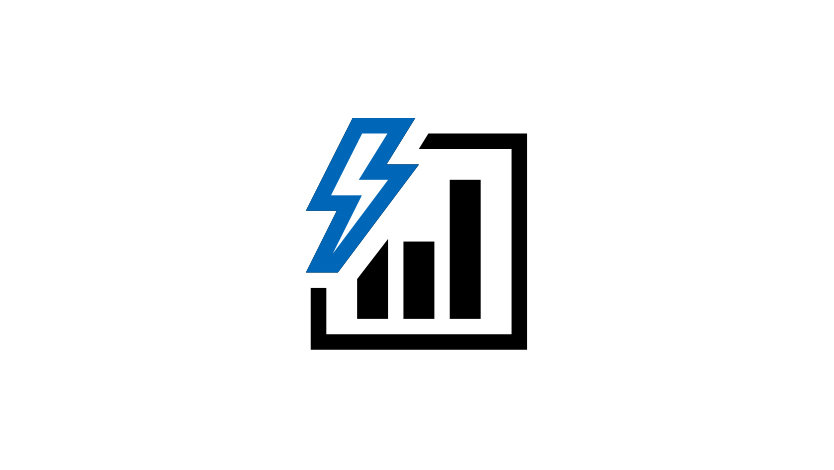 An icon of a bar graph with a lightning bolt