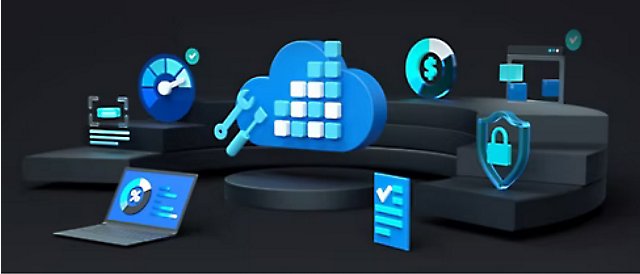 Modrý mrak s různými ikonami představující digitální nebo cloudové prostředí