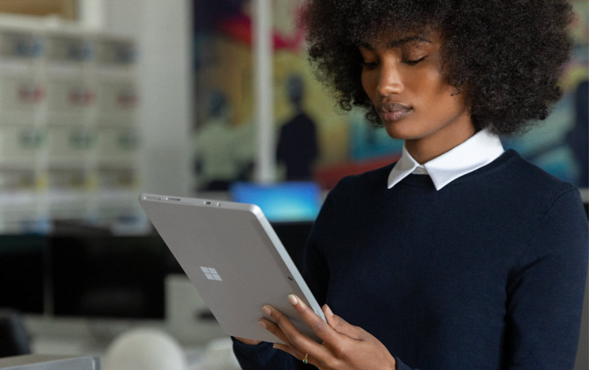 A person working using a Surface device.