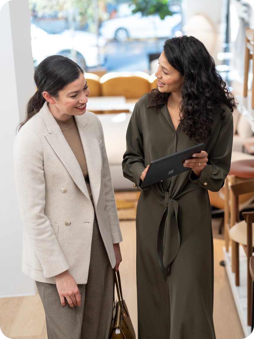 Two women talking 