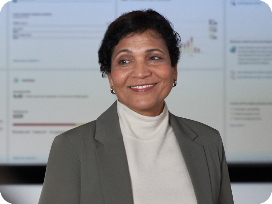 A woman in jacket smiling