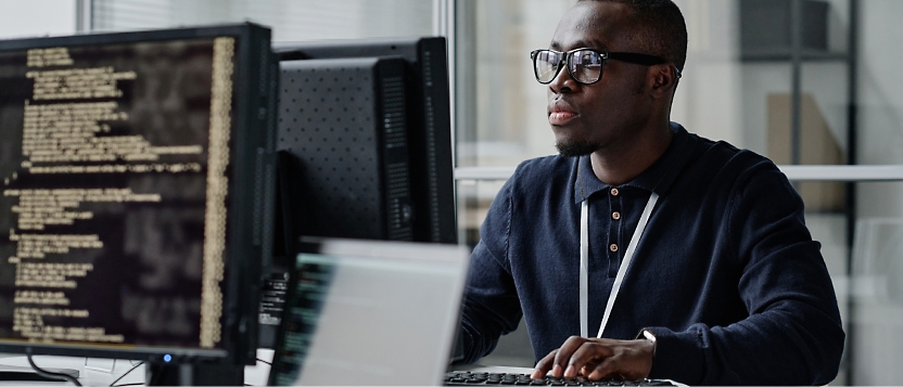 A person working on his computer