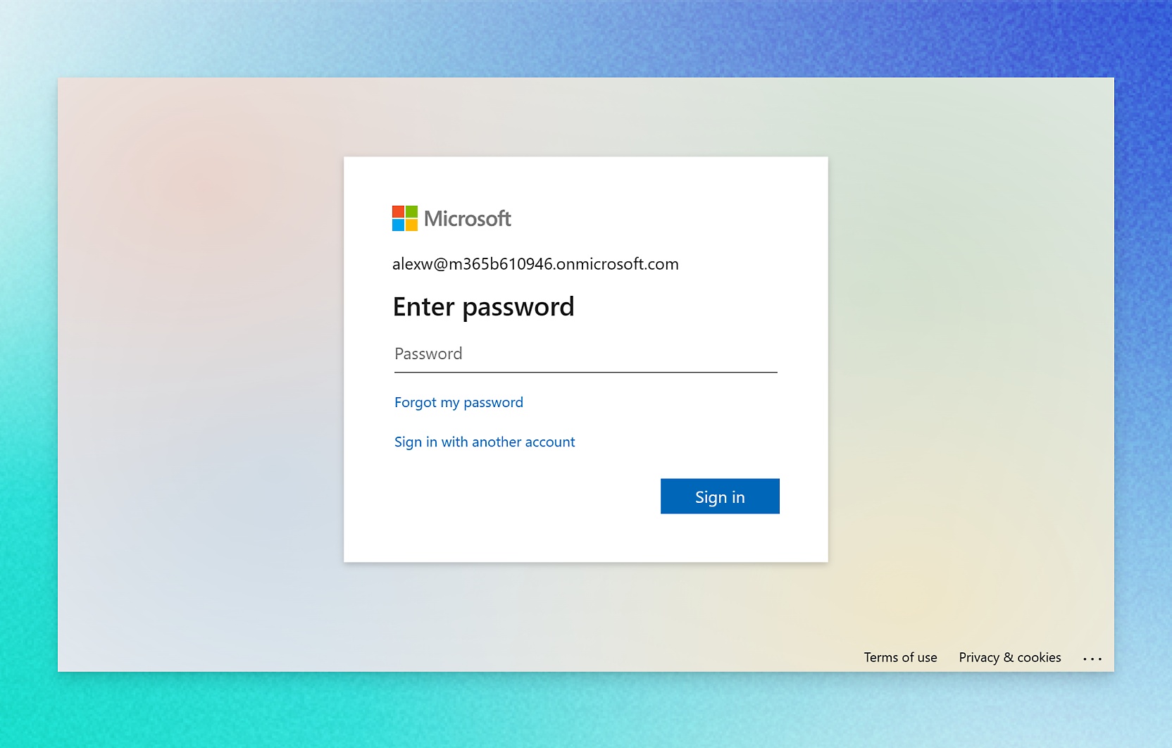 Снимка на екрана за влизане в профила в Microsoft.