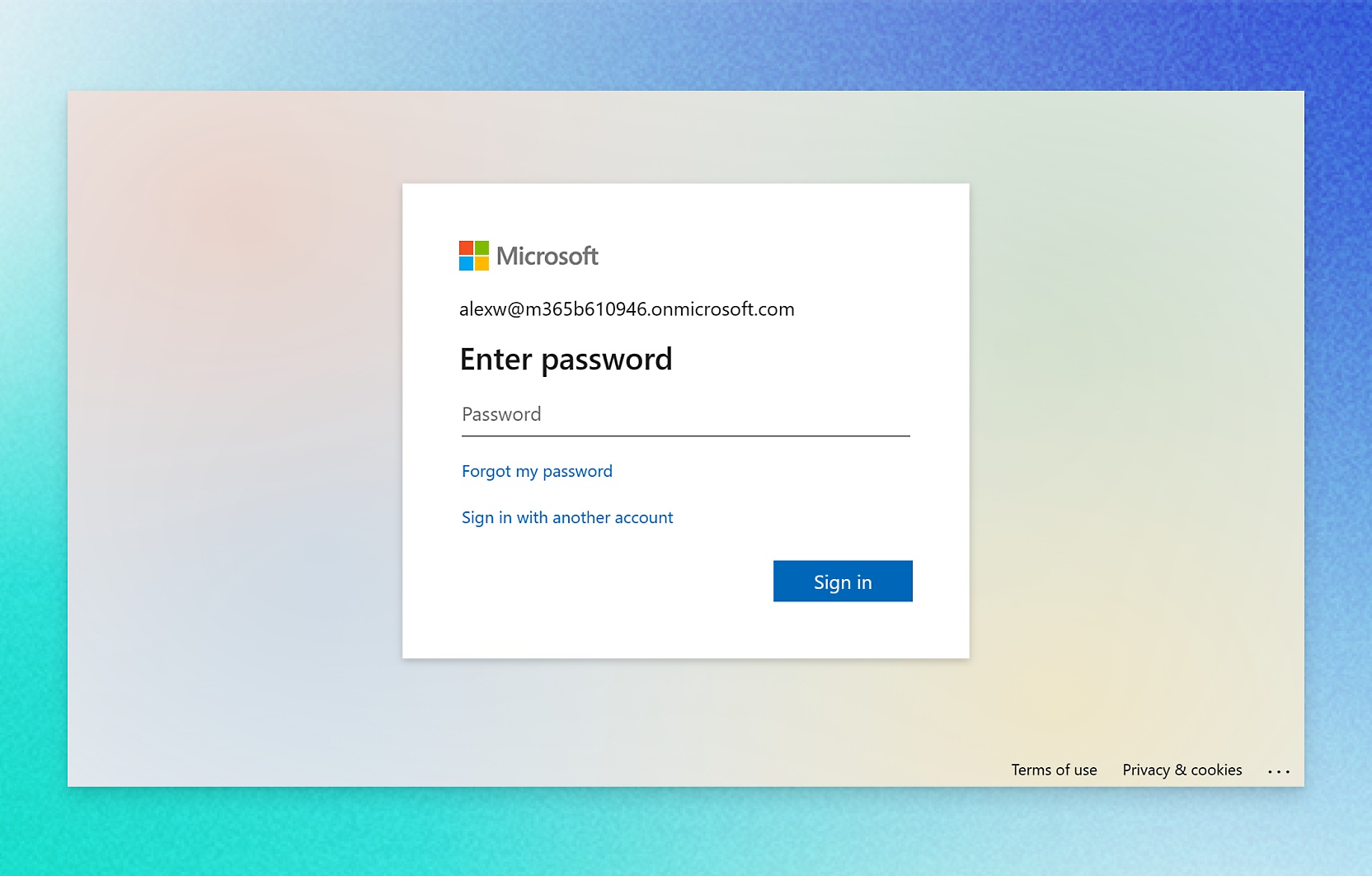 A screenshot of the microsoft account login screen.