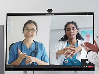 A collage of a couple of women wearing scrubs and stethoscopes