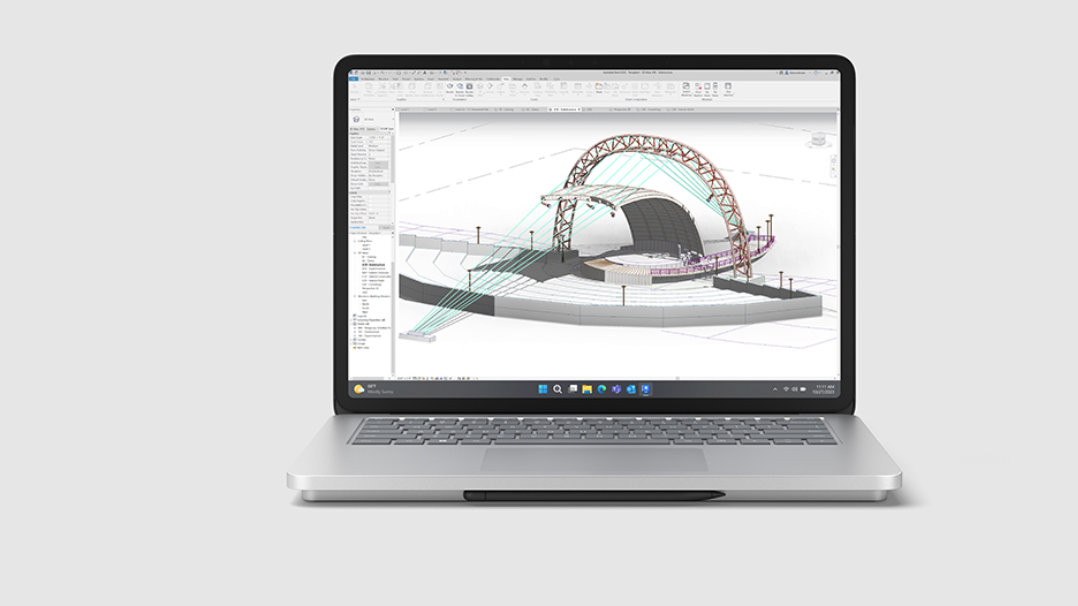 Surface Laptop Studio 2, jonka näytössä on suunnitteluohjelmisto