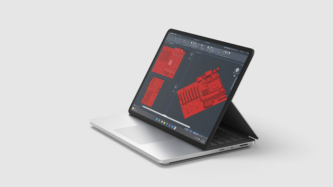 Surface Laptop Studio 2 studiotilassa Revit-sovellus näytössä