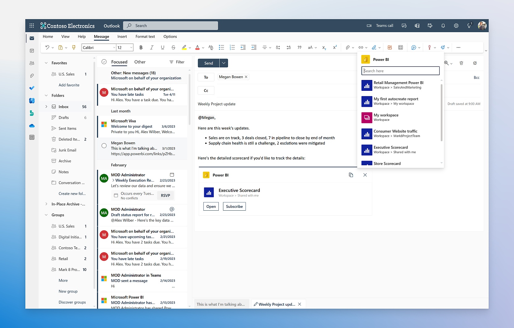 Microsoft Outlook dla firmy Contoso Electronics