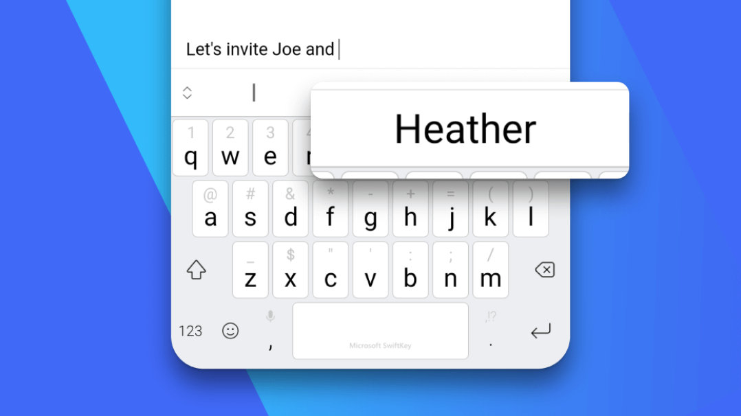 A graphic of the SwiftKey keyboard suggesting your next word