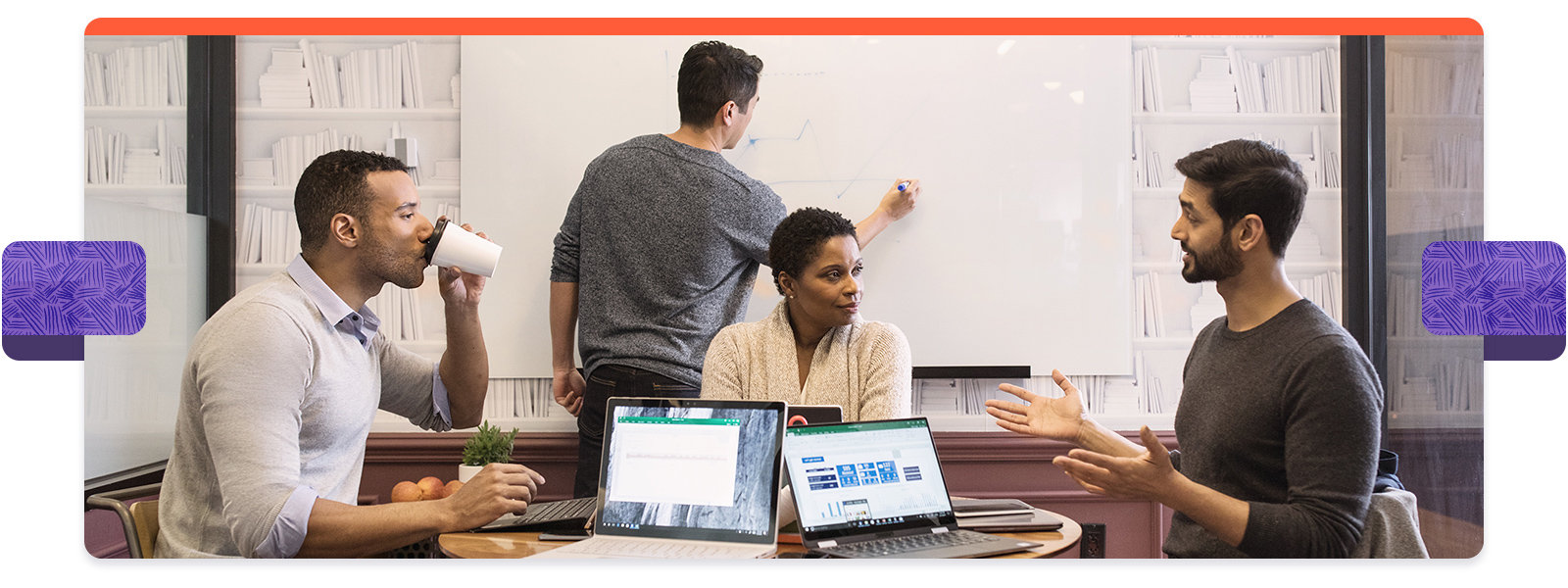 Group of people having a meeting in a small conference room