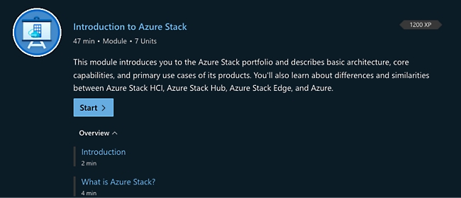 Capture d’écran de l’écran de présentation d’Azure Stack.