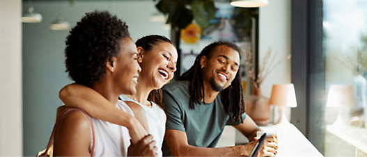 A group of people laughing