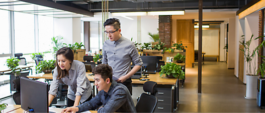 A group of people in an office