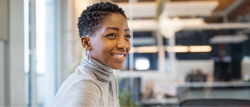 A woman smiling in office