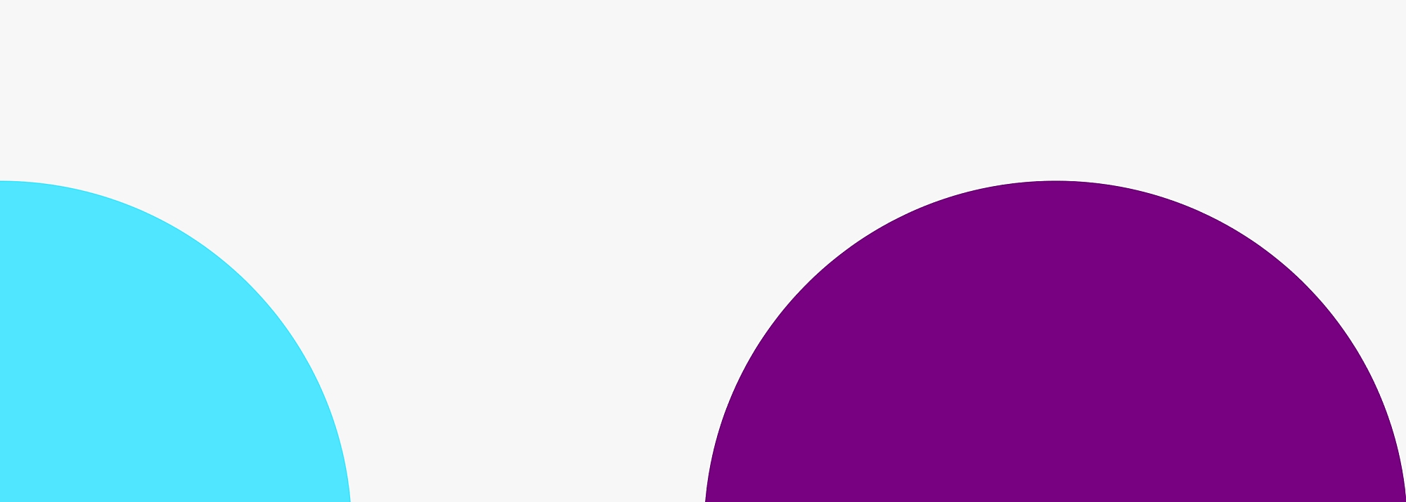 One quarter light blue circle and one half purple circle on a white background