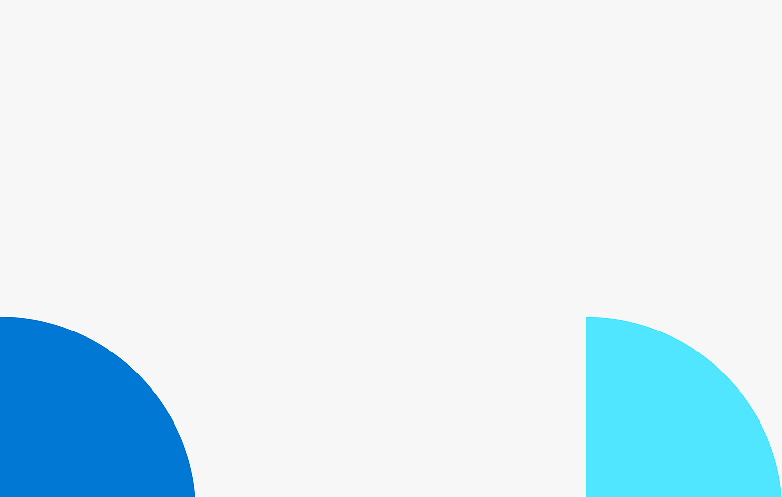 Um círculo azul e um círculo de trimestre azul claro em uma tela de fundo branca