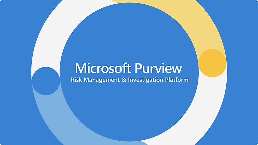 包含 Microsoft purview 文本的蓝色黄色和白色圆圈