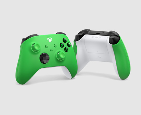 Kontroler bezprzewodowy Xbox — widok z przodu i z tyłu