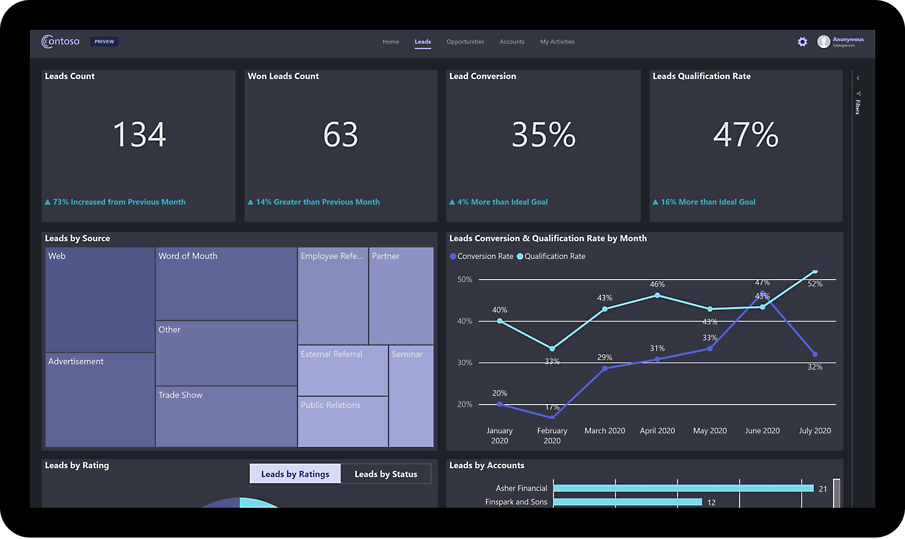 A company’s leads analytics and conversation 