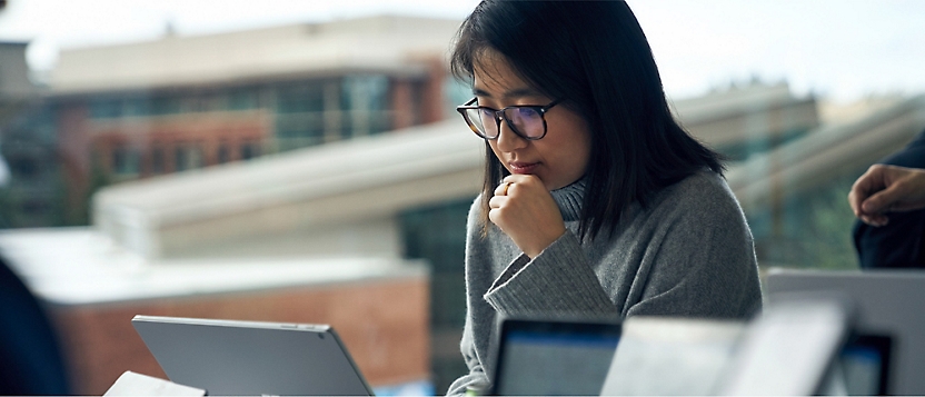 A girl working on her laptop