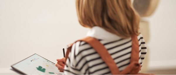 A person in a striped shirt