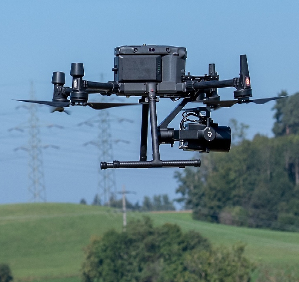 A drone flying in the air