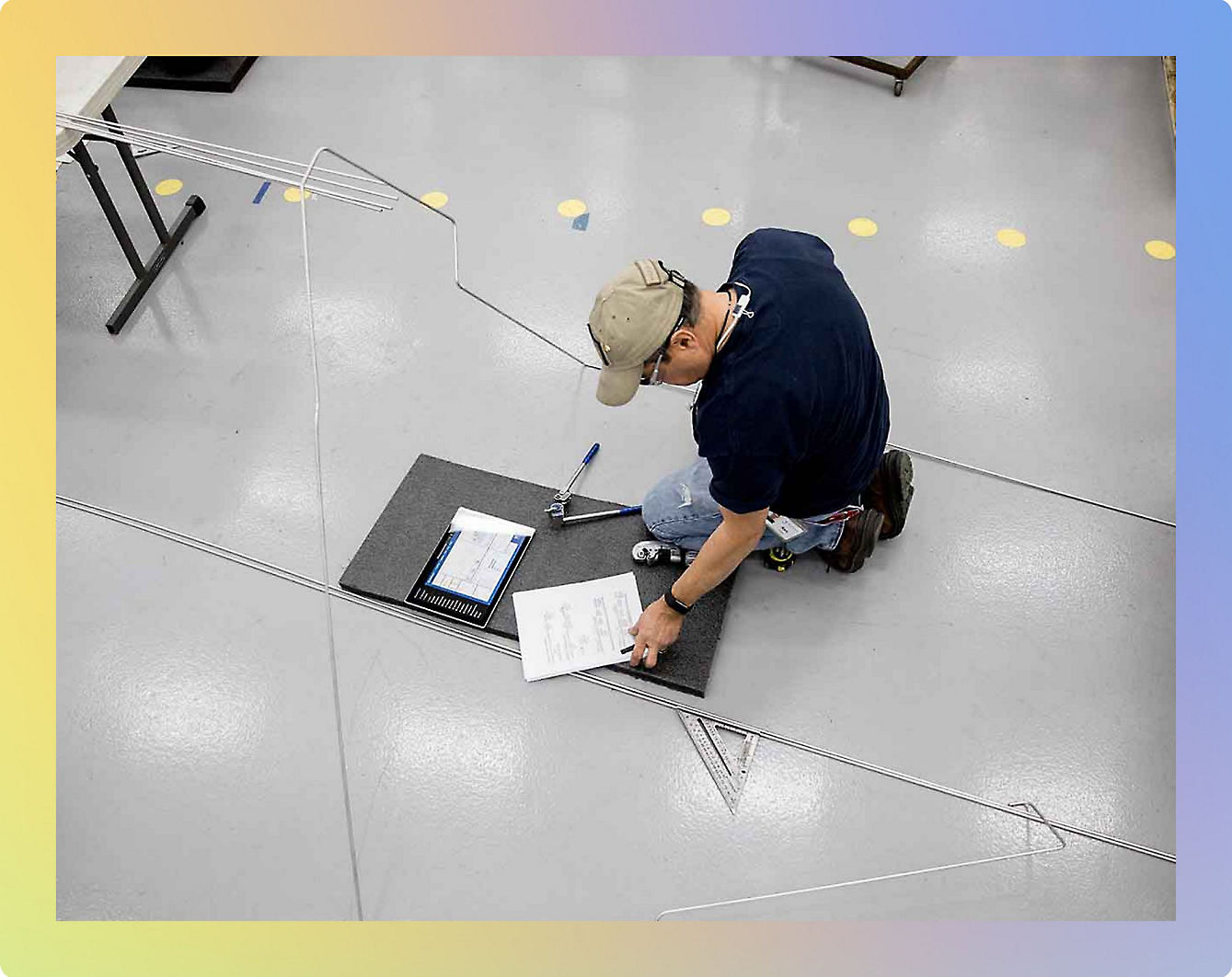 A person working on a piece of paper