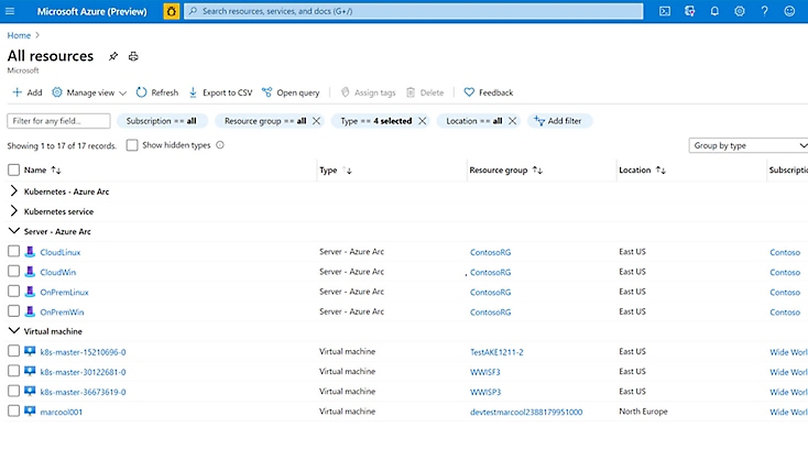 Liste de l’ensemble des ressources d’un utilisateur dans Azure.