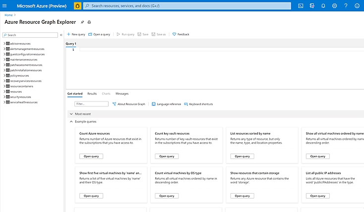 En fråga i Azure Resource Graph Explorer.