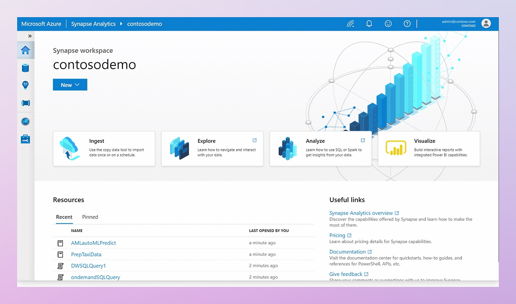 Снимок экрана: портал Azure для Azure Synapse Analytics