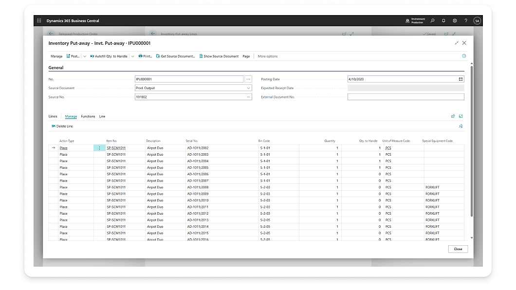 A window showing data in tabular form with filters available at the top.