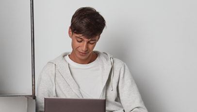 A person checking account balance on a Surface device.