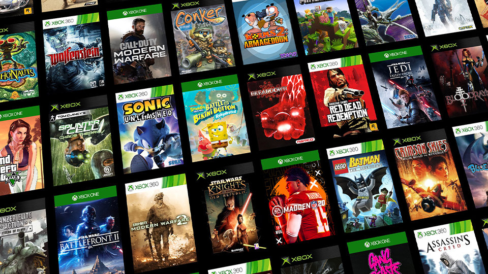 Una colección de juegos de Xbox.