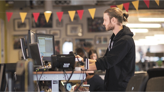 A person working at their desk.